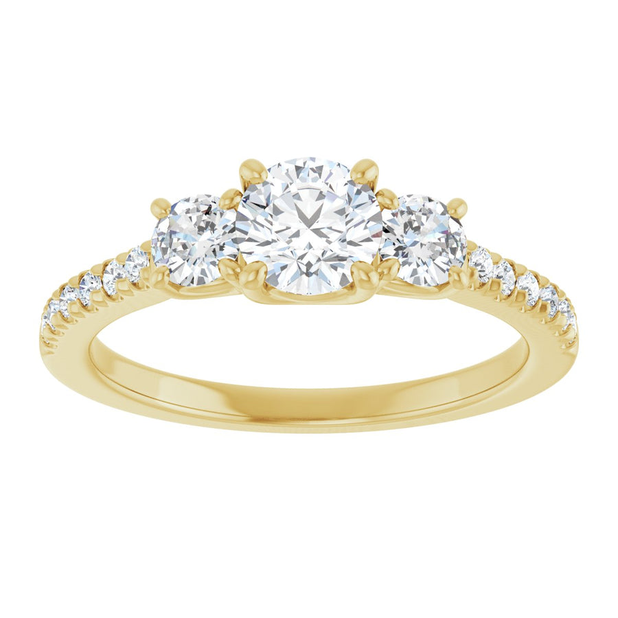Round Accented Three-Stone Engagement Ring Semi-Mount - gallery - Series 123960
