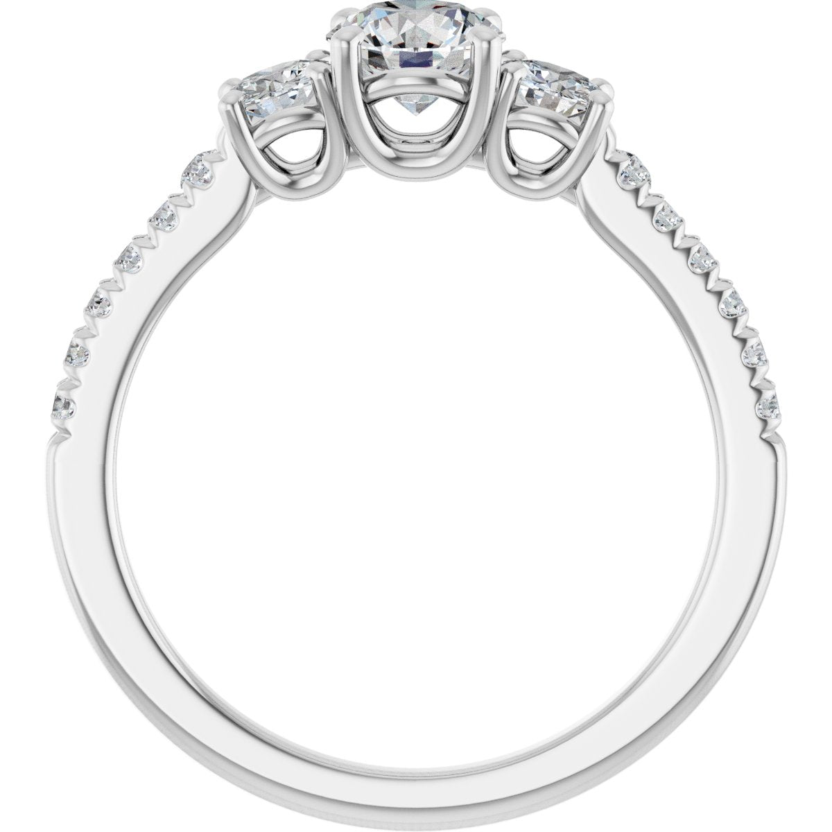 Round Accented Three-Stone Engagement Ring Semi-Mount - gallery - Series 123960