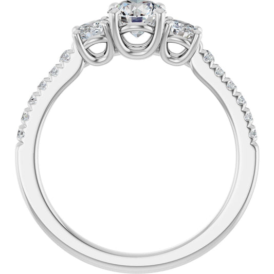 Round Accented Three-Stone Engagement Ring Semi-Mount - gallery - Series 123960