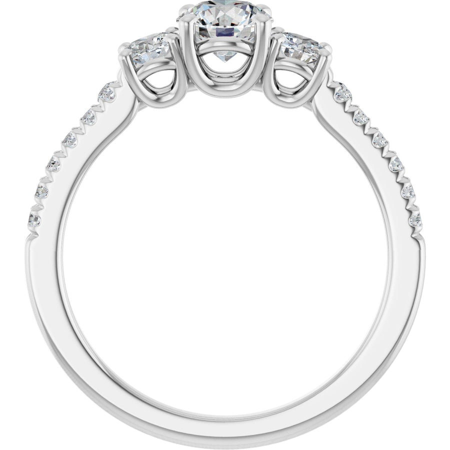 Round Accented Three-Stone Engagement Ring Semi-Mount - gallery - Series 123960