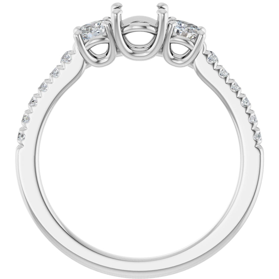 Round Accented Three-Stone Engagement Ring Semi-Mount - gallery - Series 123960