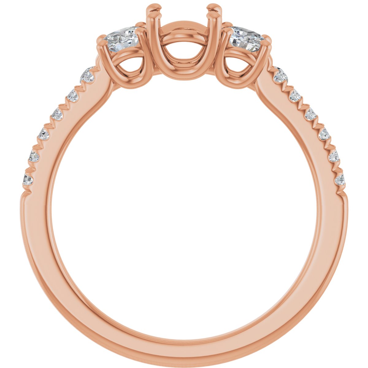 Round Accented Three-Stone Engagement Ring Semi-Mount - gallery - Series 123960