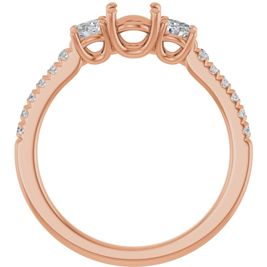 Round Accented Three-Stone Engagement Ring Semi-Mount - gallery - Series 123960