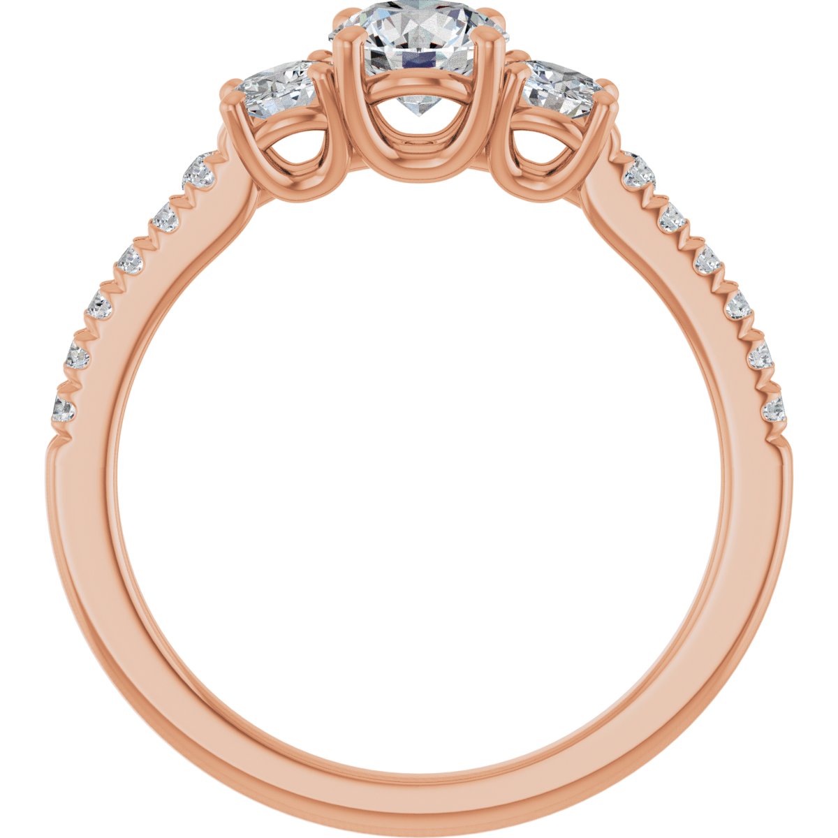 Round Accented Three-Stone Engagement Ring Semi-Mount - gallery - Series 123960