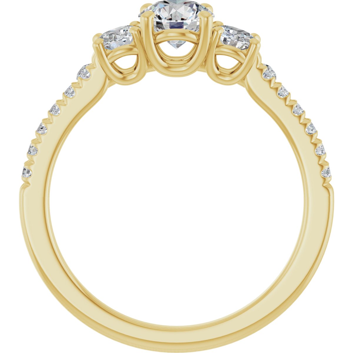 Round Accented Three-Stone Engagement Ring Semi-Mount - gallery - Series 123960