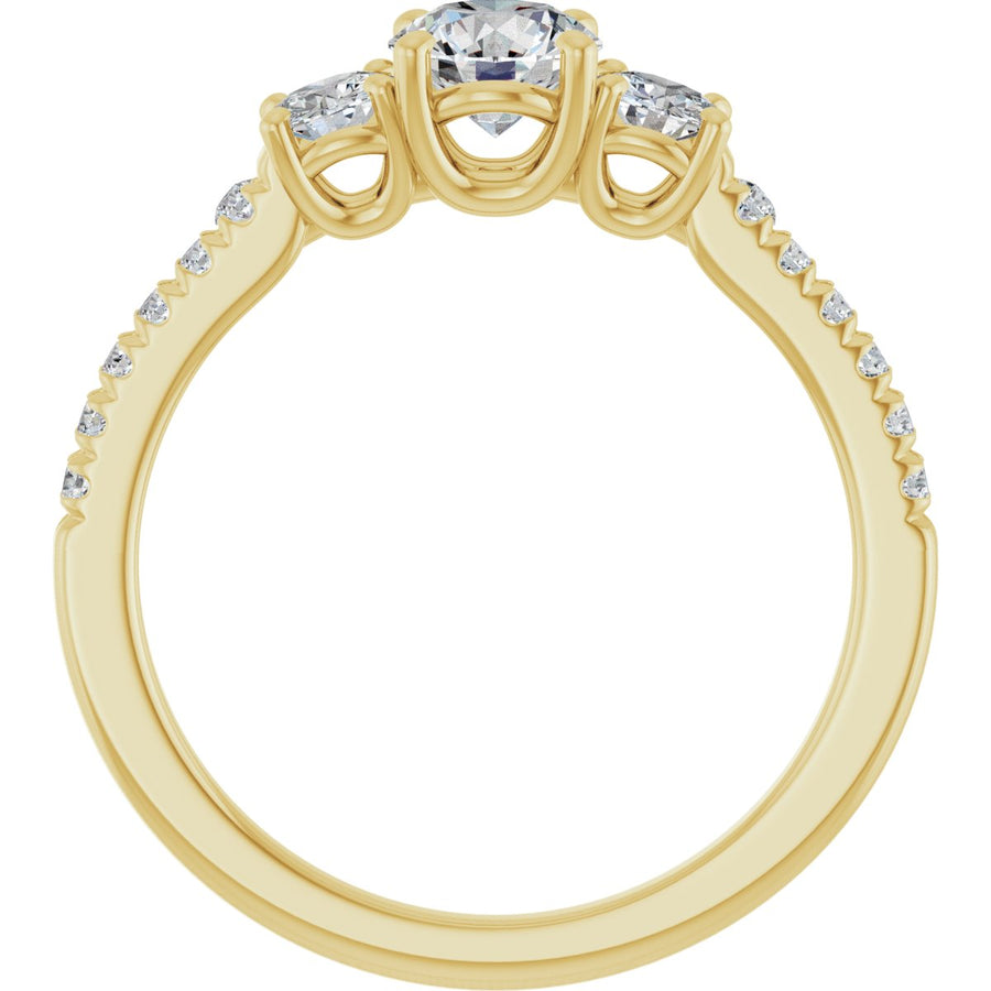 Round Accented Three-Stone Engagement Ring Semi-Mount - gallery - Series 123960