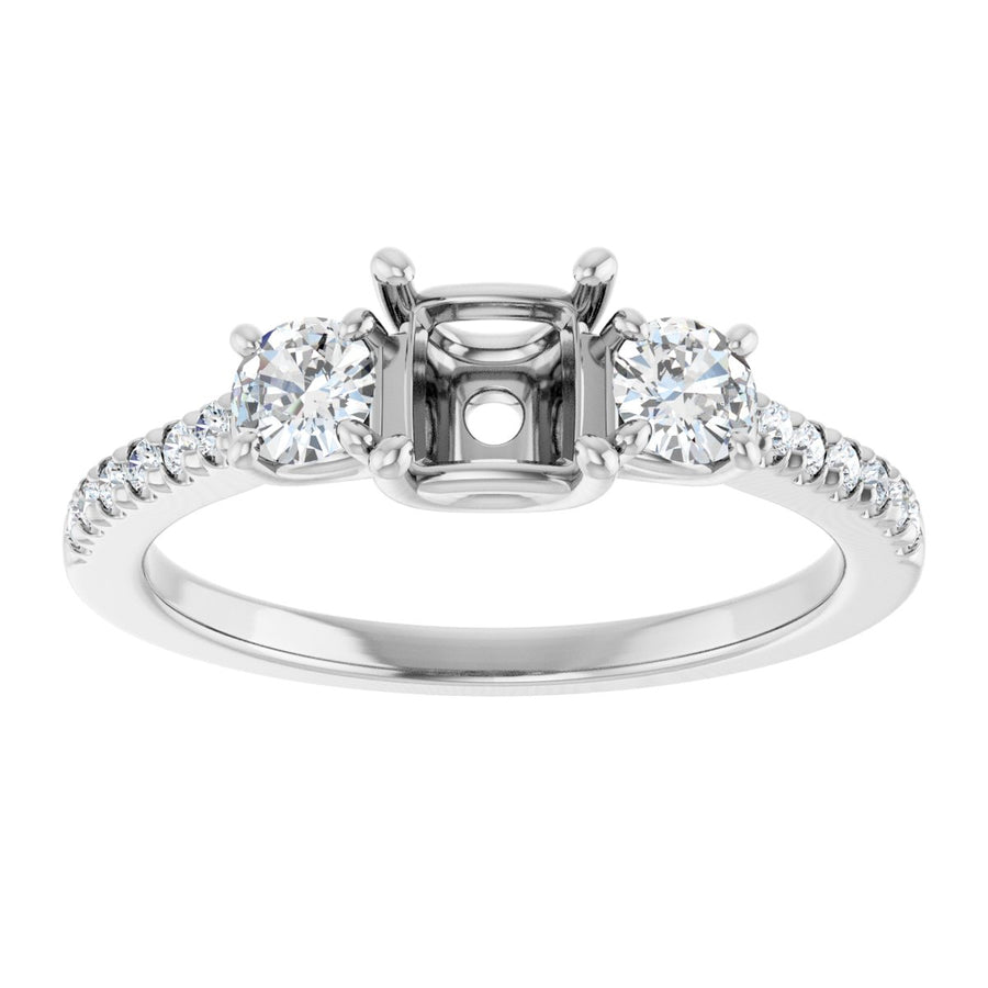 Asscher Accented Three-Stone Engagement Ring Semi-Mount - gallery - Series 123960