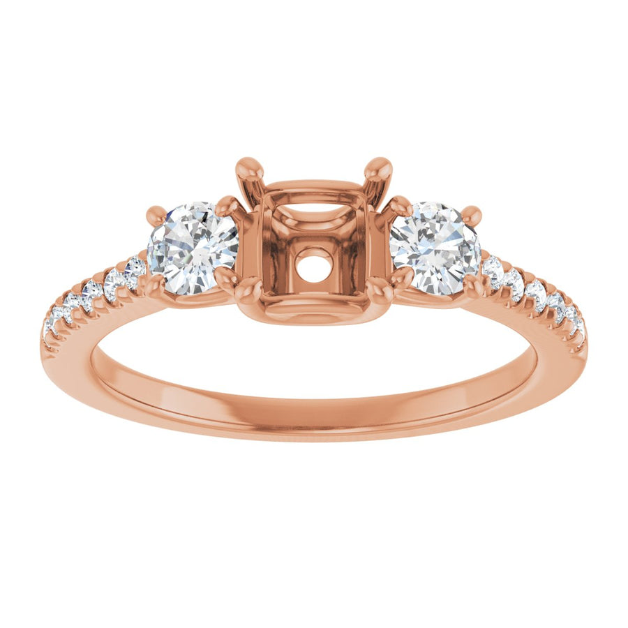 Asscher Accented Three-Stone Engagement Ring Semi-Mount - gallery - Series 123960