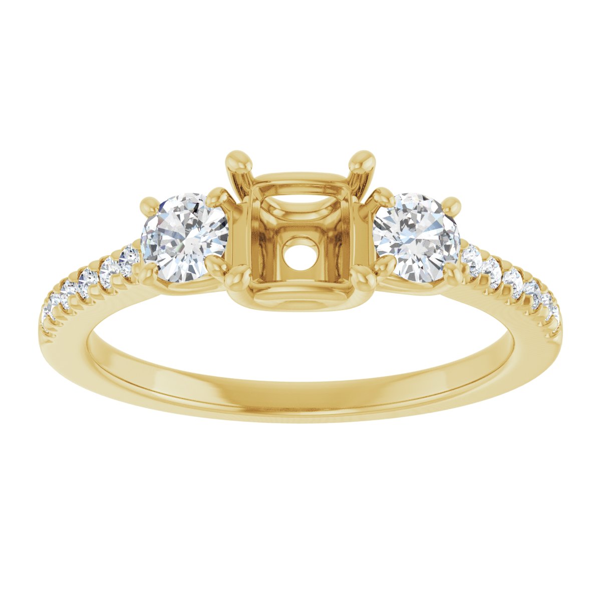 Asscher Accented Three-Stone Engagement Ring Semi-Mount - gallery - Series 123960