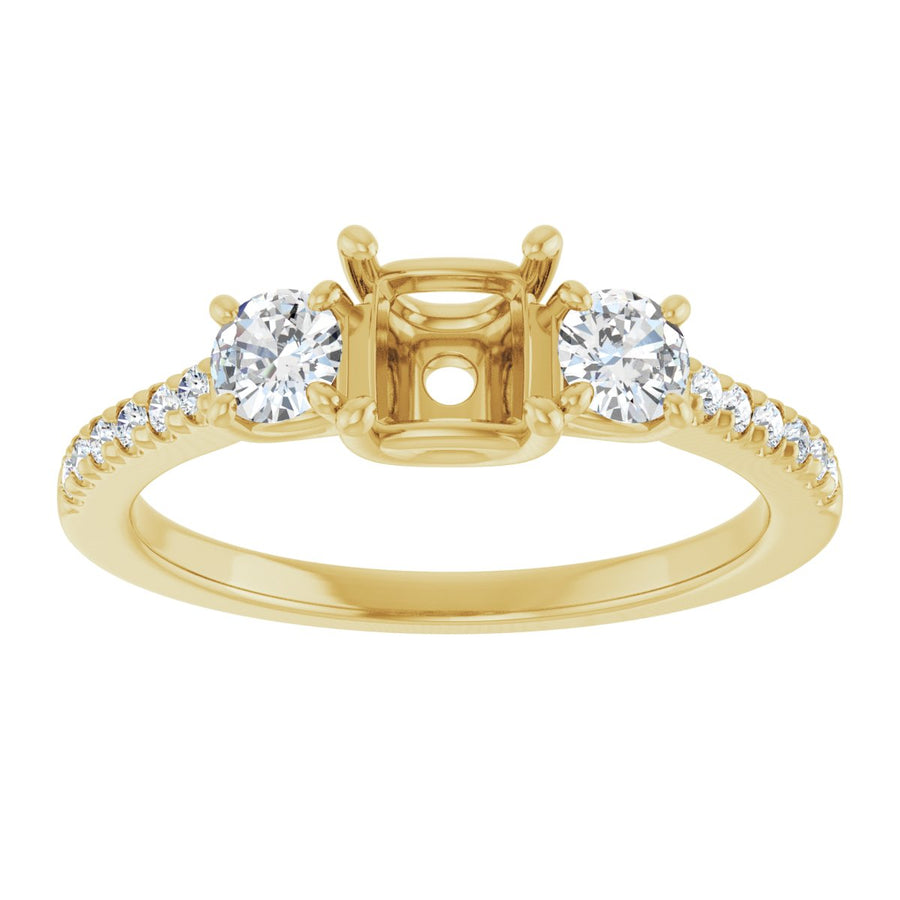 Asscher Accented Three-Stone Engagement Ring Semi-Mount - gallery - Series 123960