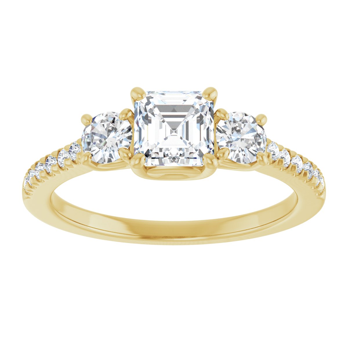 Asscher Accented Three-Stone Engagement Ring Semi-Mount - gallery - Series 123960