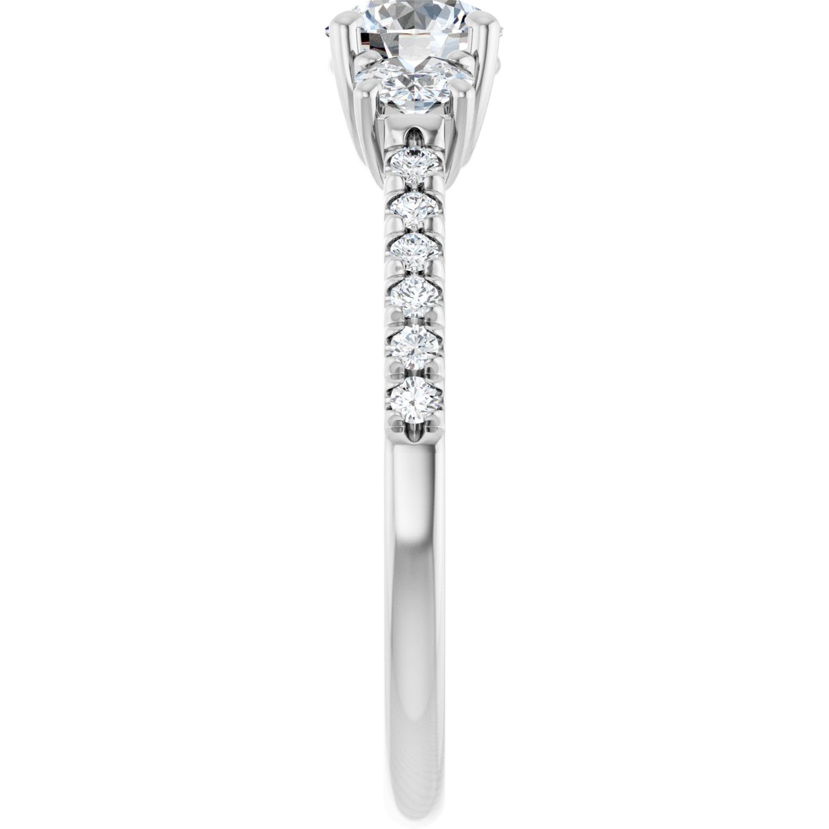 Round Accented Three-Stone Engagement Ring Semi-Mount - gallery - Series 123960