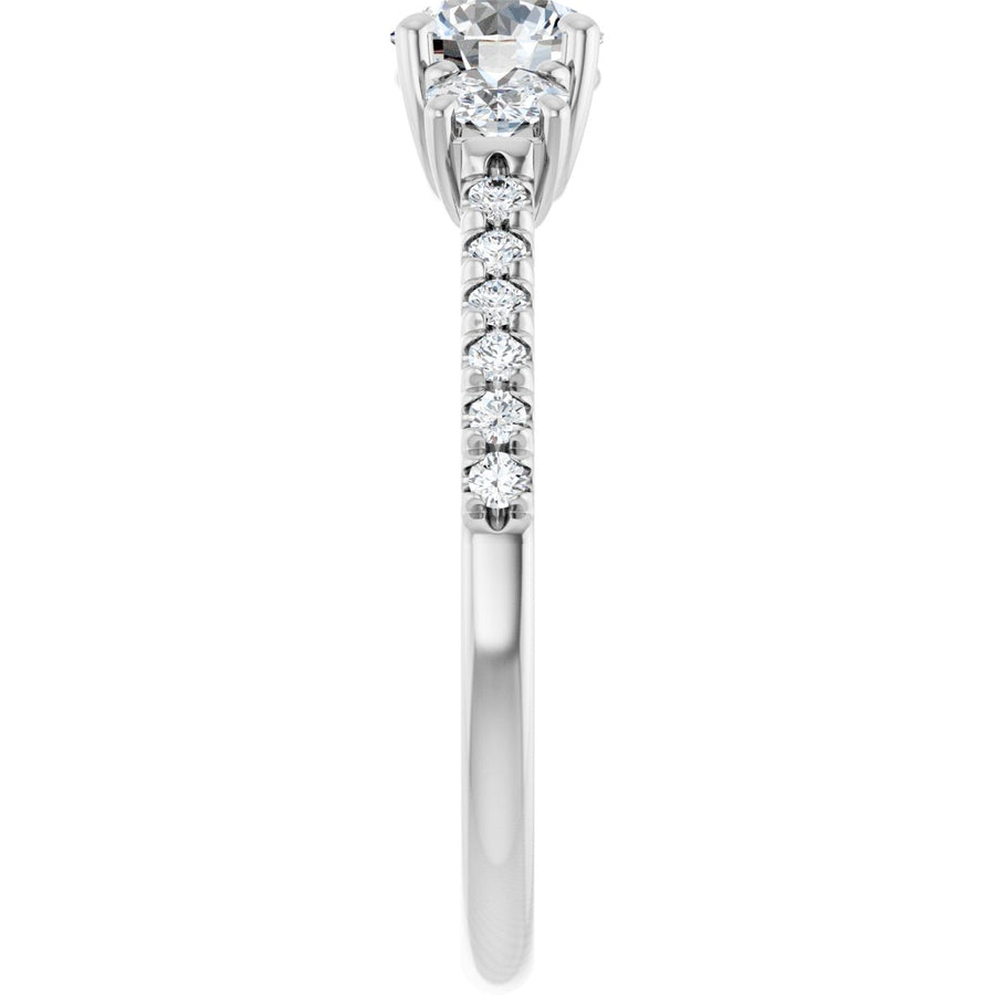 Round Accented Three-Stone Engagement Ring Semi-Mount - gallery - Series 123960