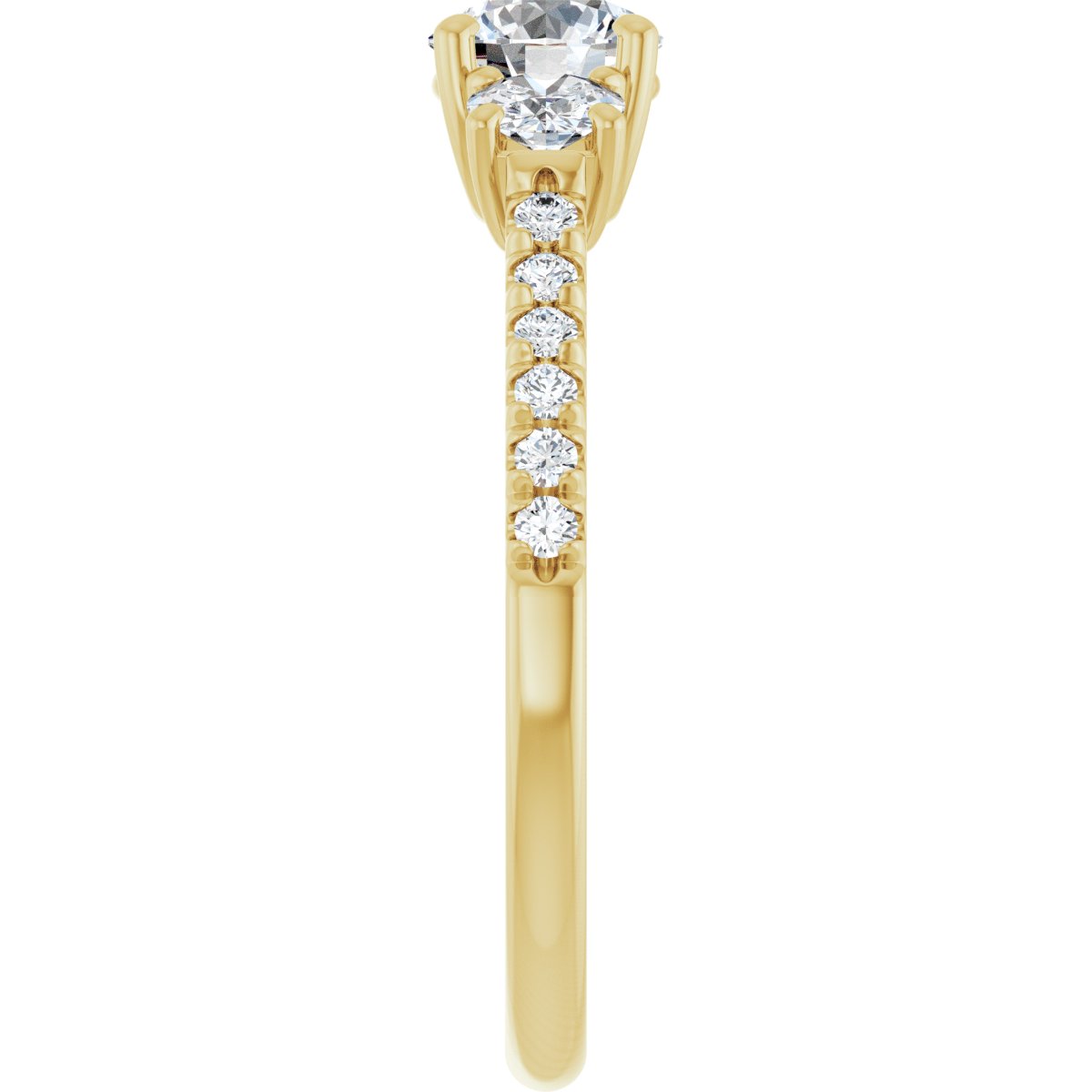 Round Accented Three-Stone Engagement Ring Semi-Mount - gallery - Series 123960