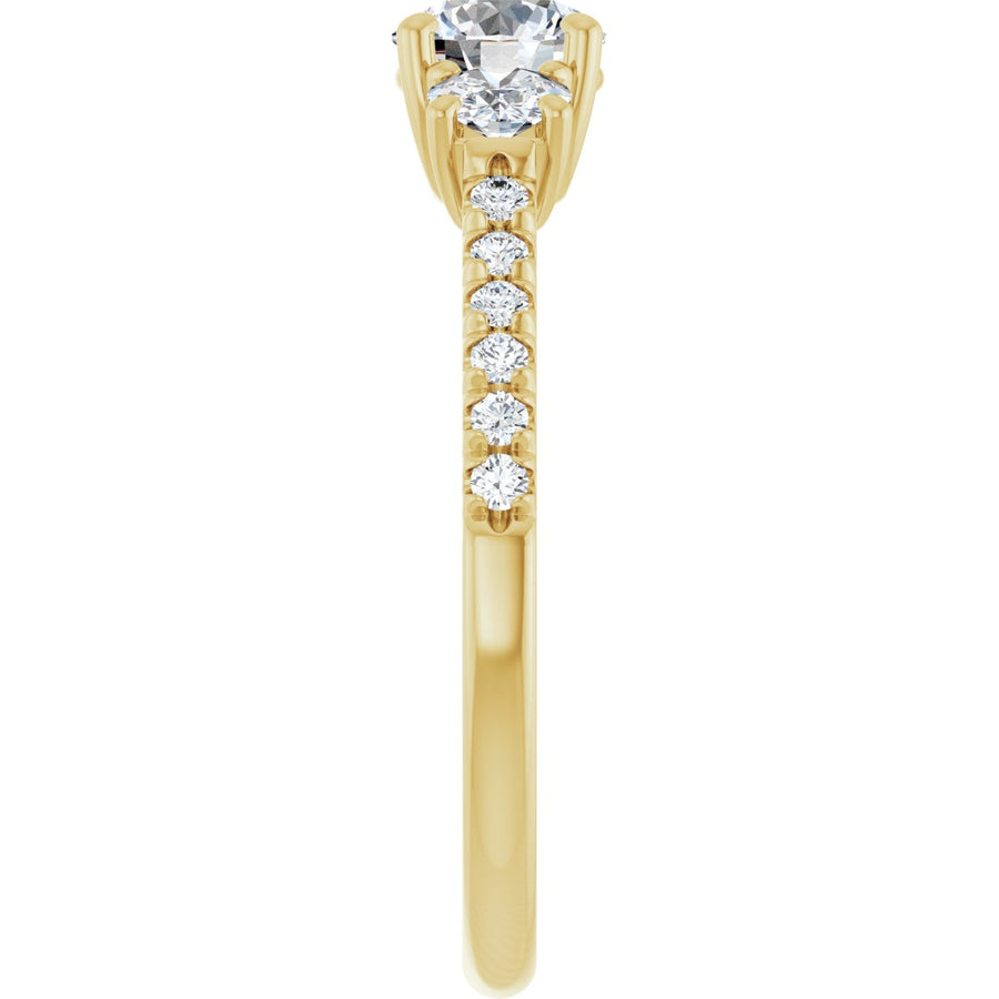 Round Accented Three-Stone Engagement Ring Semi-Mount - gallery - Series 123960