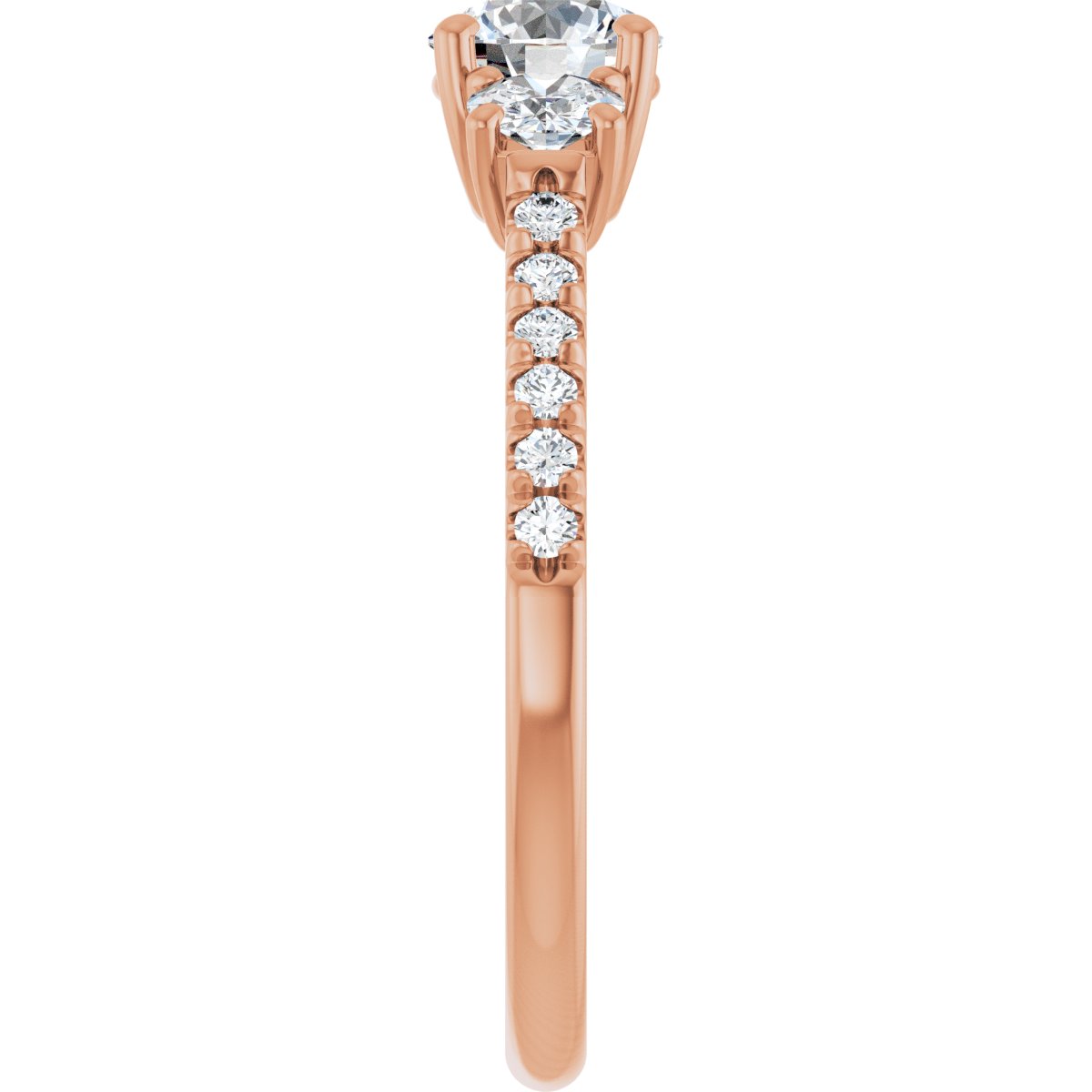 Round Accented Three-Stone Engagement Ring Semi-Mount - gallery - Series 123960