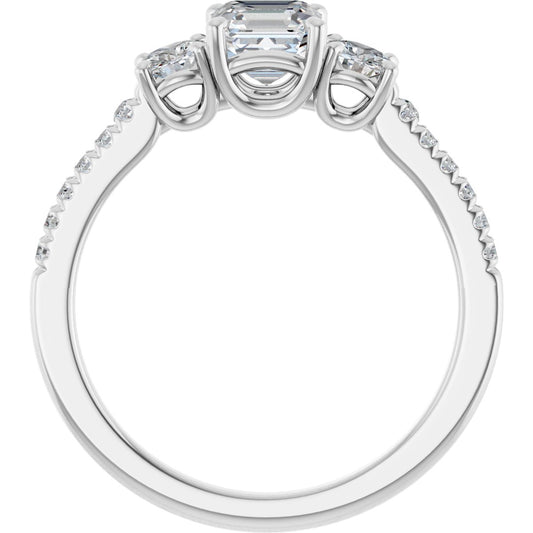 Asscher Accented Three-Stone Engagement Ring Semi-Mount - gallery - Series 123960