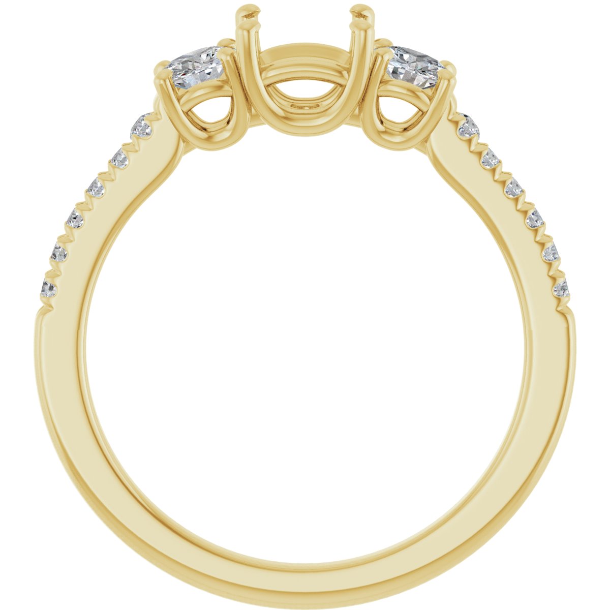 Asscher Accented Three-Stone Engagement Ring Semi-Mount - gallery - Series 123960