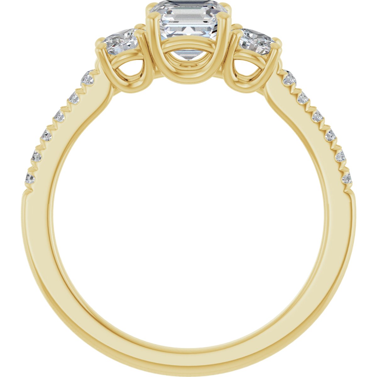 Asscher Accented Three-Stone Engagement Ring Semi-Mount - gallery - Series 123960