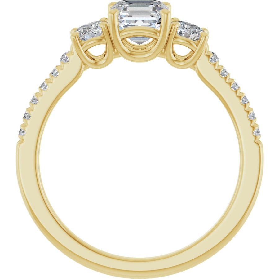 Asscher Accented Three-Stone Engagement Ring Semi-Mount - gallery - Series 123960