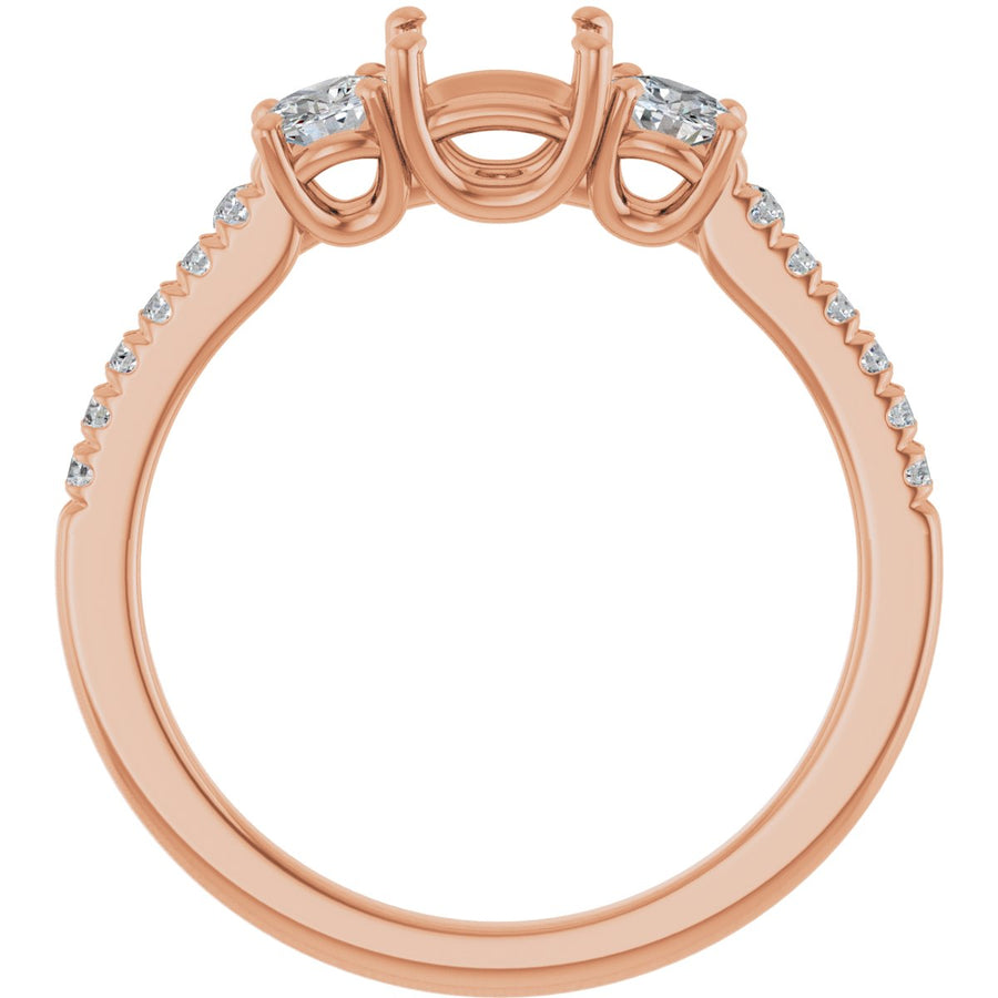 Asscher Accented Three-Stone Engagement Ring Semi-Mount - gallery - Series 123960