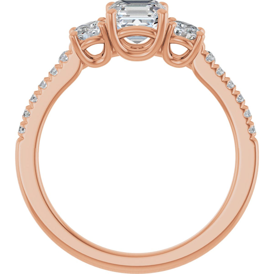 Asscher Accented Three-Stone Engagement Ring Semi-Mount - gallery - Series 123960