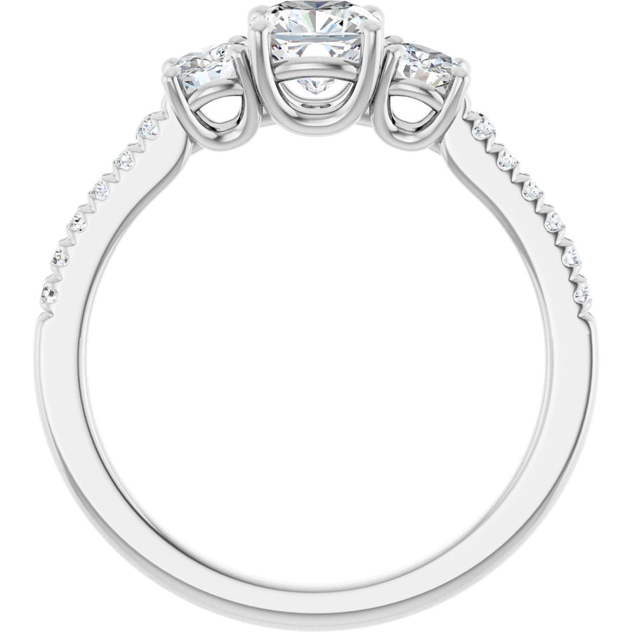 Cushion Accented Three-Stone Engagement Ring Semi-Mount - gallery - Series 123960