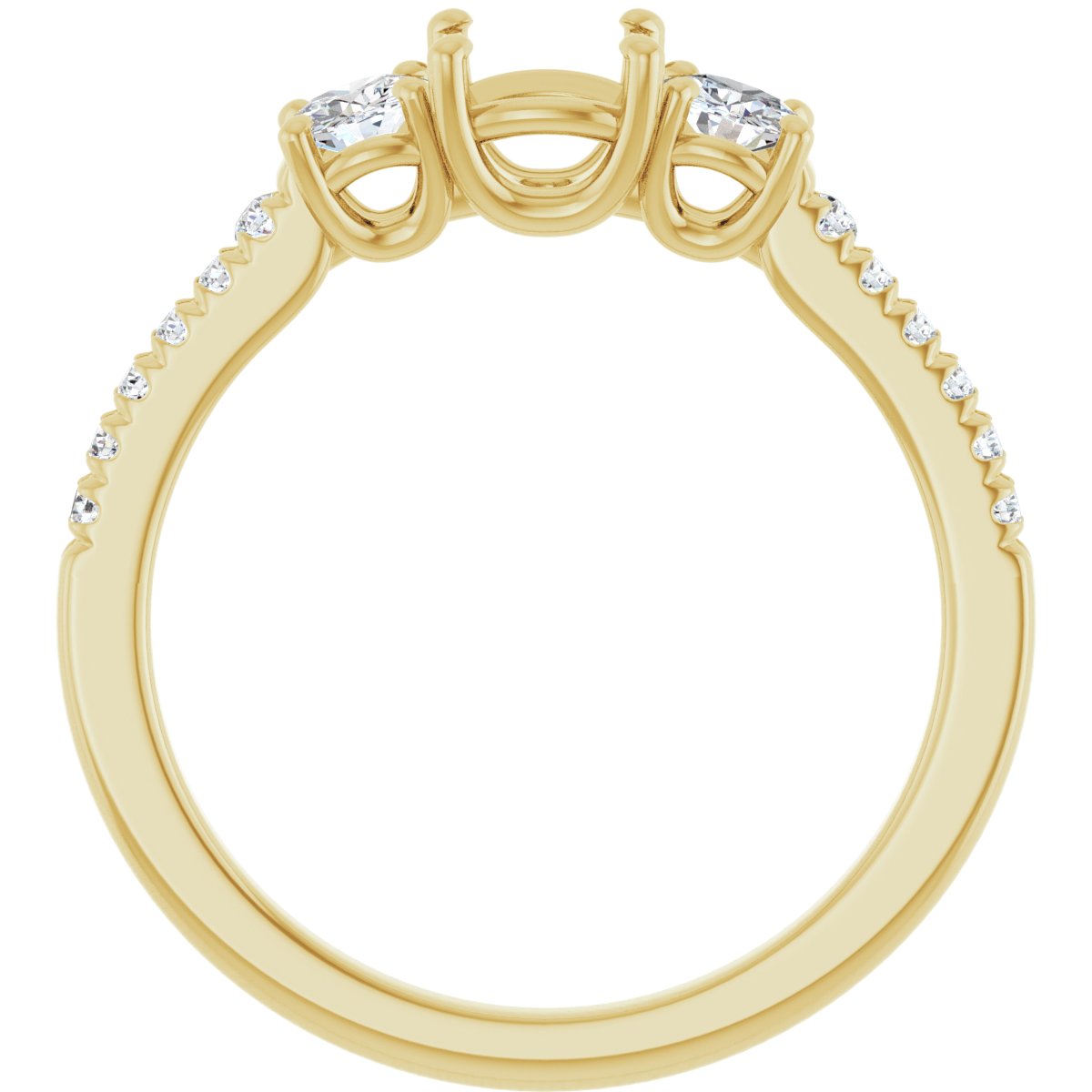 Cushion Accented Three-Stone Engagement Ring Semi-Mount - gallery - Series 123960