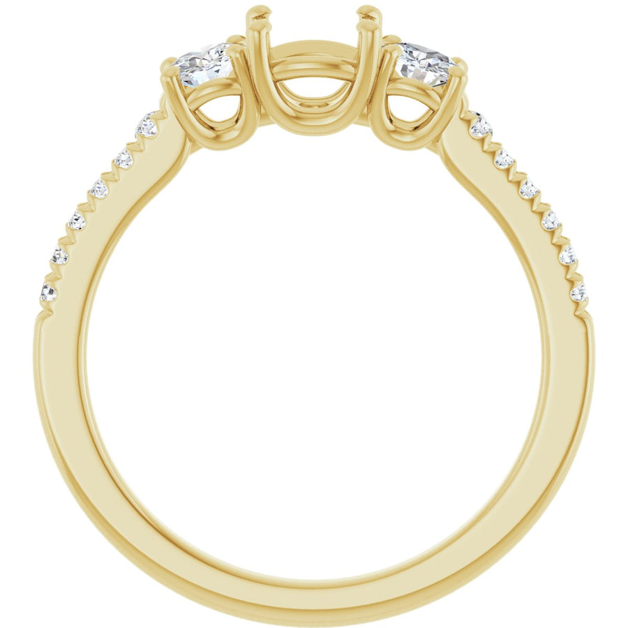 Cushion Accented Three-Stone Engagement Ring Semi-Mount - gallery - Series 123960