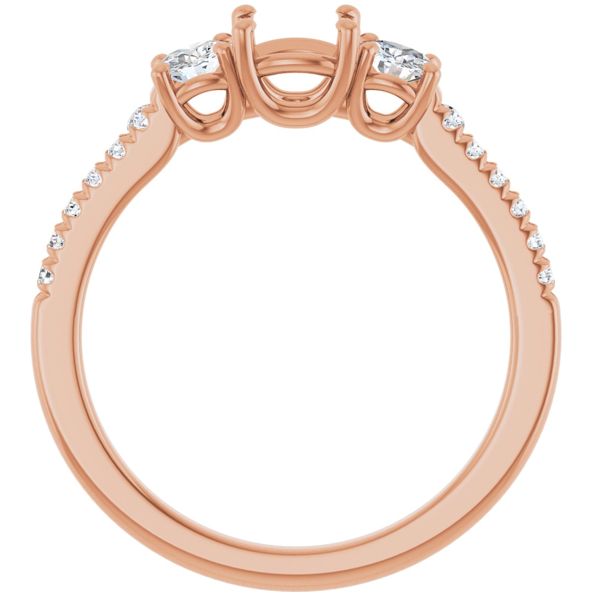 Cushion Accented Three-Stone Engagement Ring Semi-Mount - gallery - Series 123960