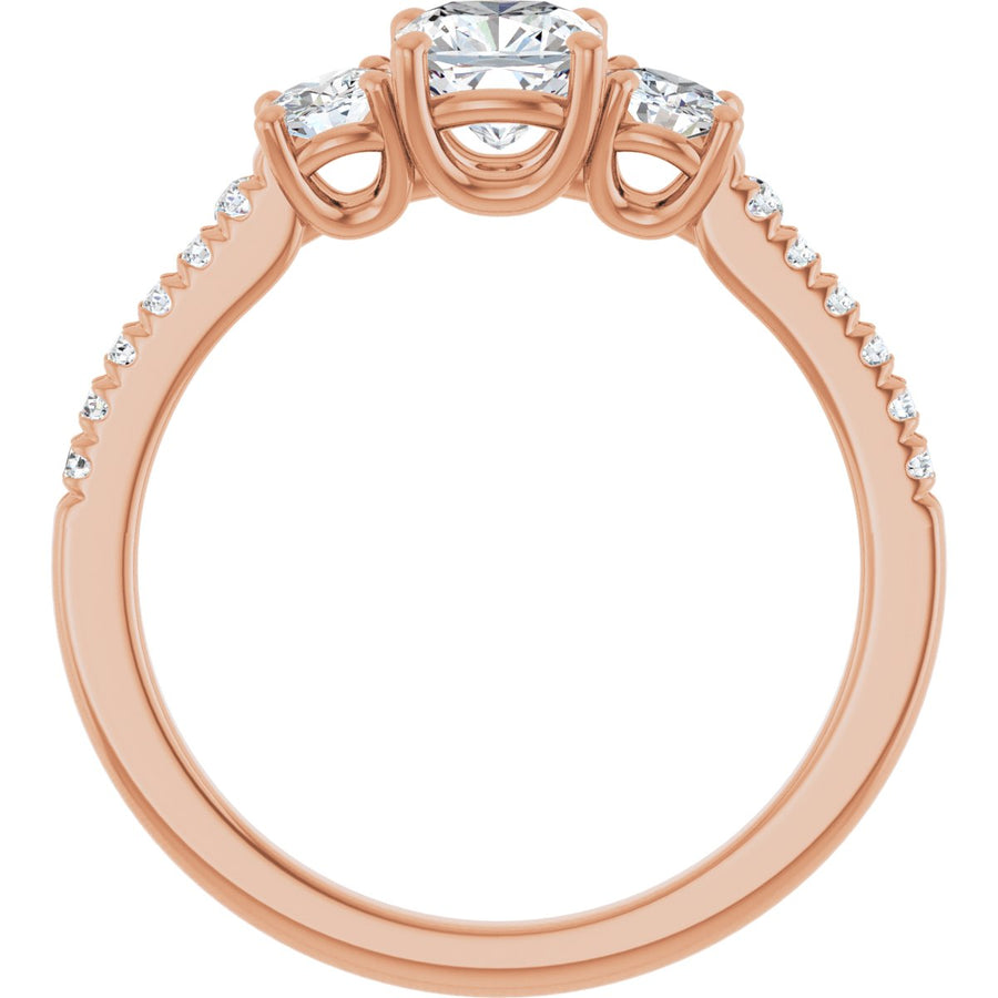 Cushion Accented Three-Stone Engagement Ring Semi-Mount - gallery - Series 123960