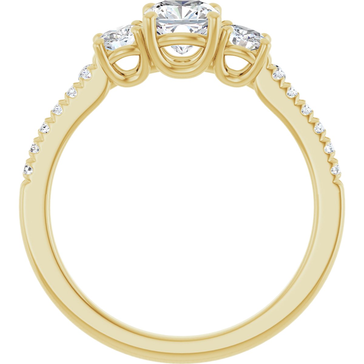 Cushion Accented Three-Stone Engagement Ring Semi-Mount - gallery - Series 123960