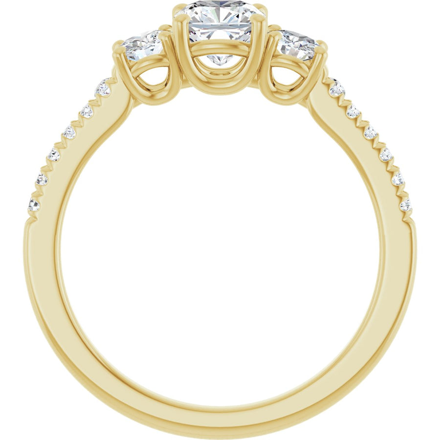 Cushion Accented Three-Stone Engagement Ring Semi-Mount - gallery - Series 123960