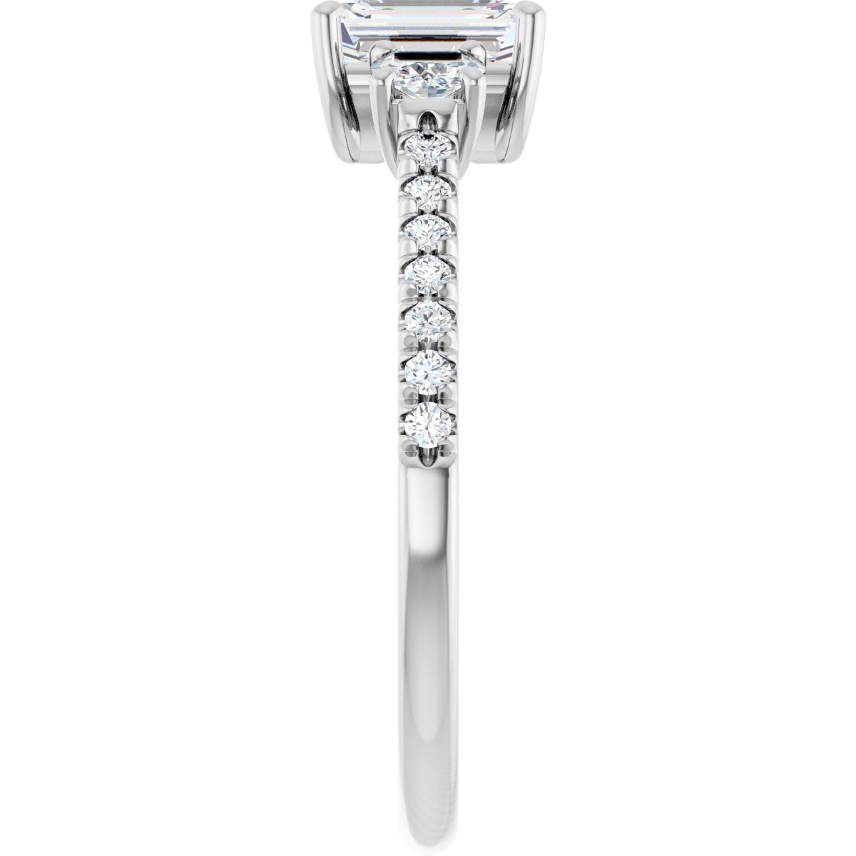 Emerald Accented Three-Stone Engagement Ring Semi-Mount - gallery - Series 123960
