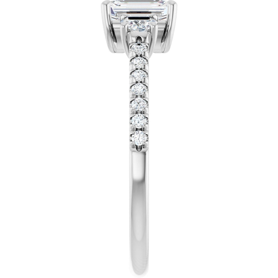 Emerald Accented Three-Stone Engagement Ring Semi-Mount - gallery - Series 123960
