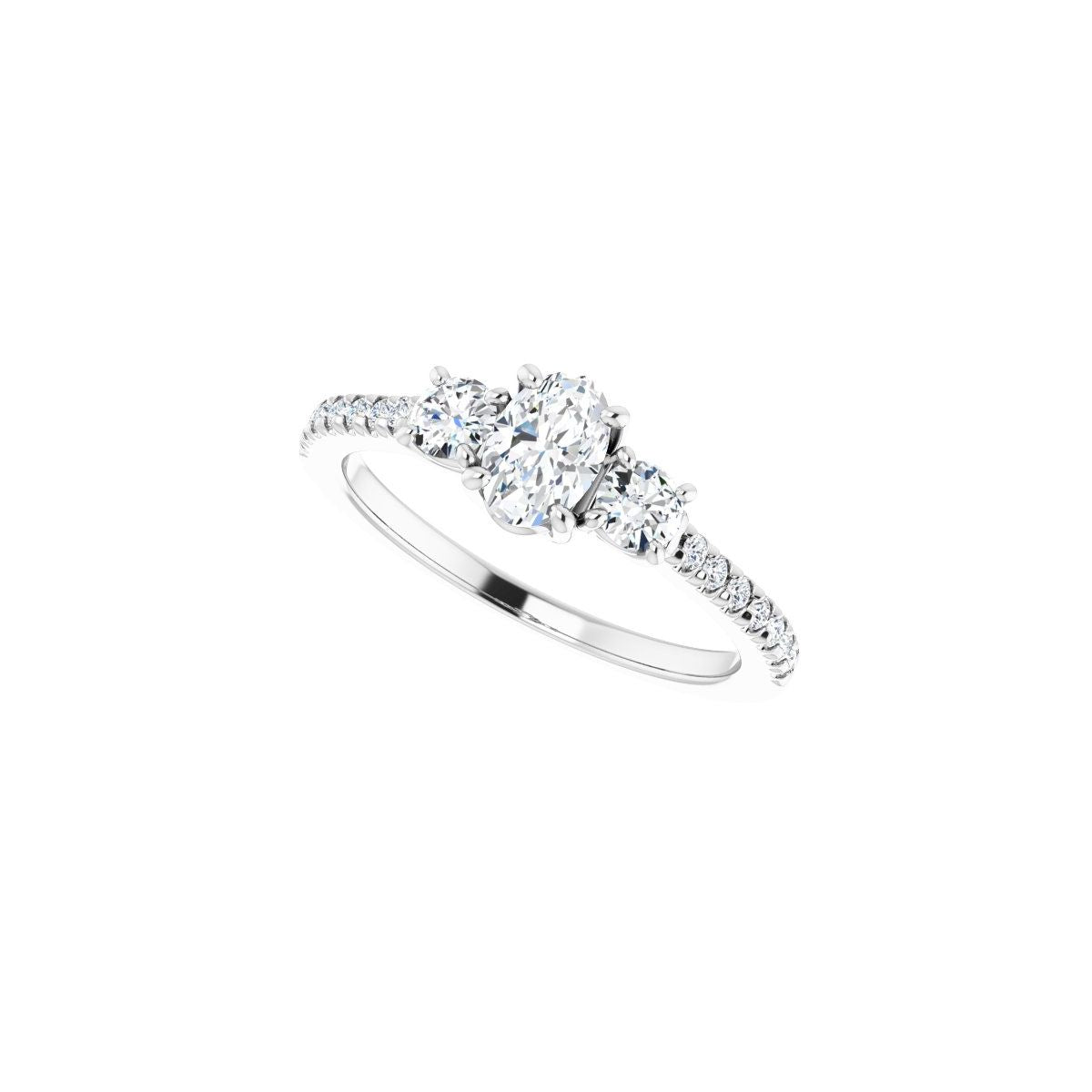Oval Accented Three-Stone Engagement Ring Semi-Mount - gallery - Series 123960