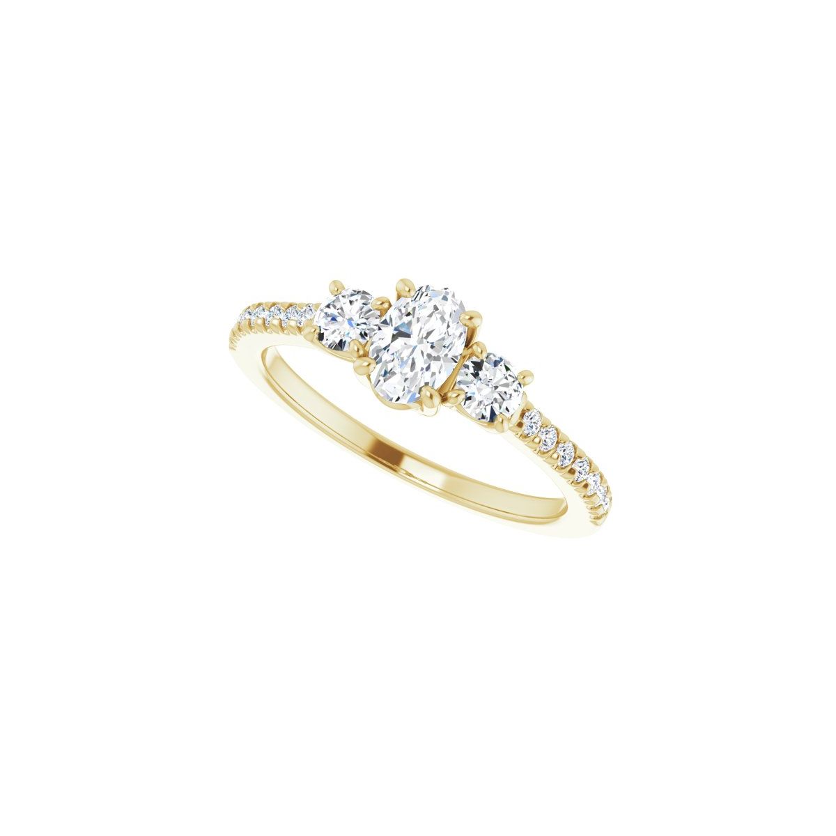Oval Accented Three-Stone Engagement Ring Semi-Mount - gallery - Series 123960