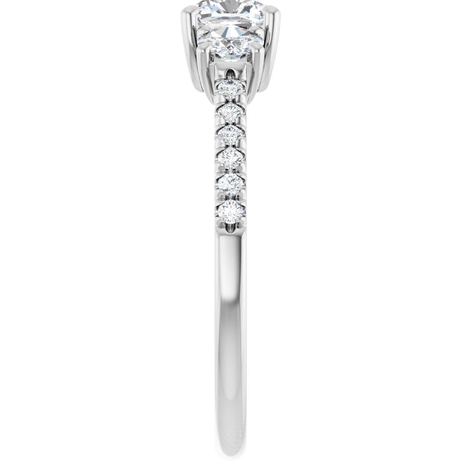 Cushion Accented Three-Stone Engagement Ring Semi-Mount - gallery - Series 123960