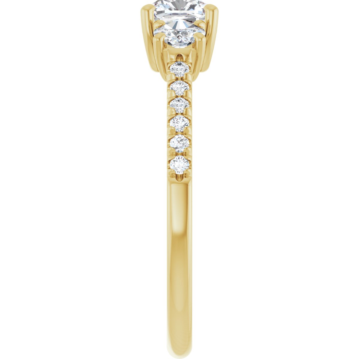 Cushion Accented Three-Stone Engagement Ring Semi-Mount - gallery - Series 123960