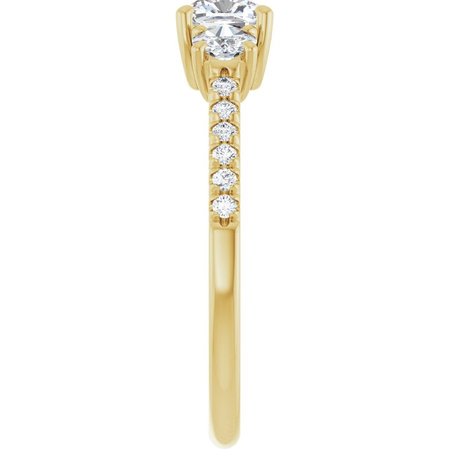 Cushion Accented Three-Stone Engagement Ring Semi-Mount - gallery - Series 123960