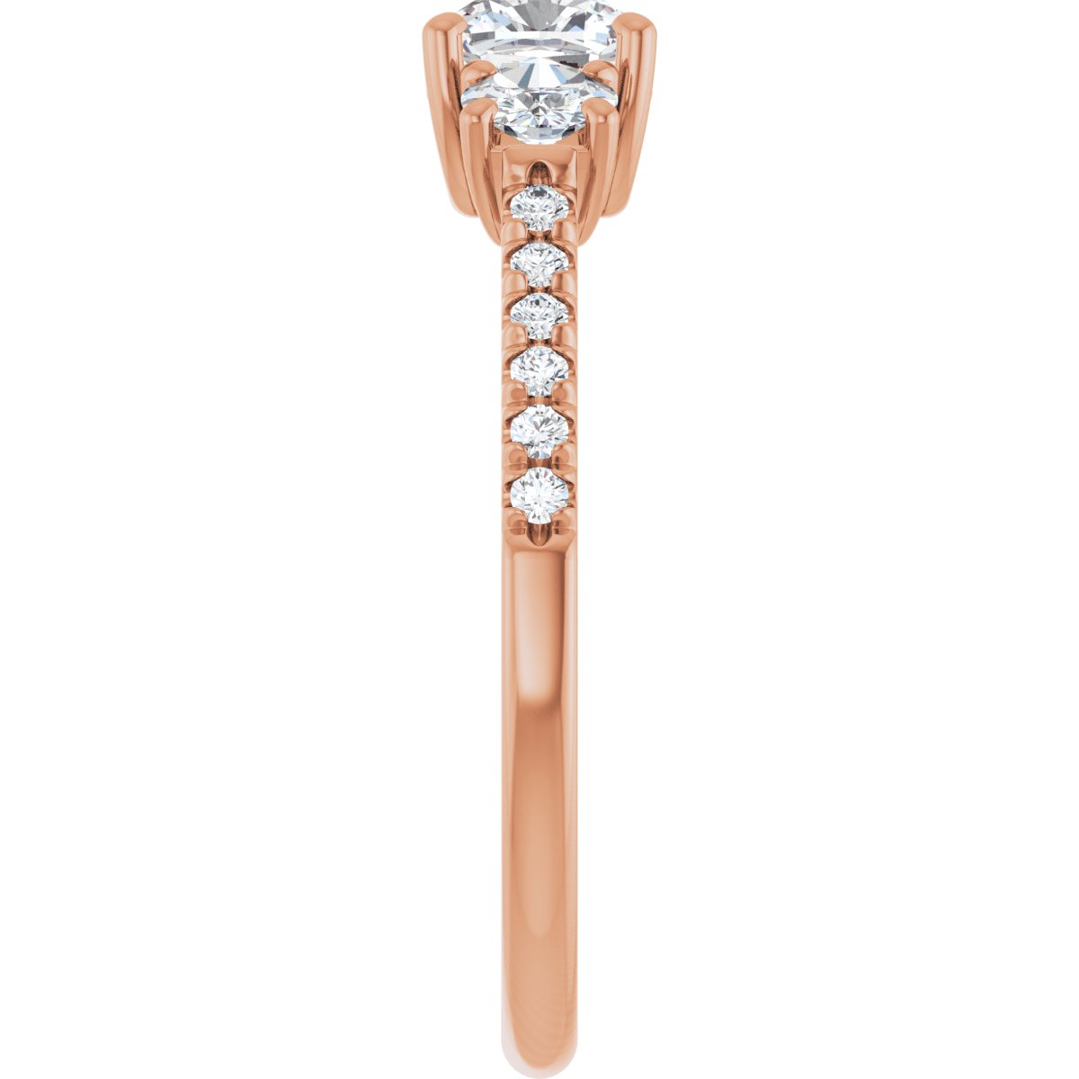 Cushion Accented Three-Stone Engagement Ring Semi-Mount - gallery - Series 123960