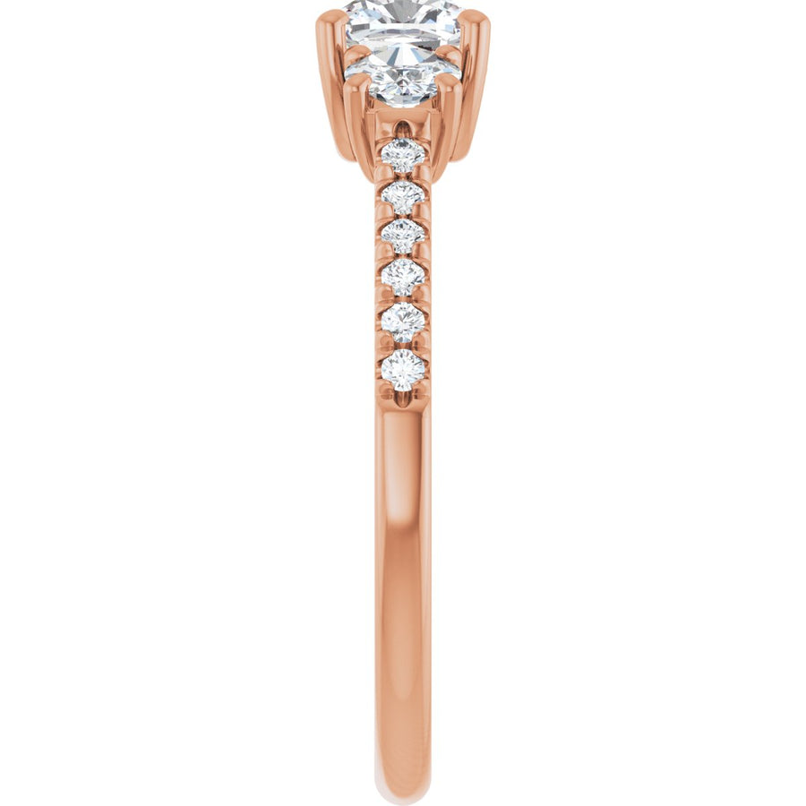 Cushion Accented Three-Stone Engagement Ring Semi-Mount - gallery - Series 123960