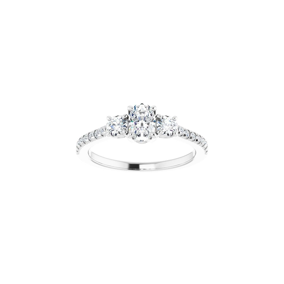 Oval Accented Three-Stone Engagement Ring Semi-Mount - gallery - Series 123960