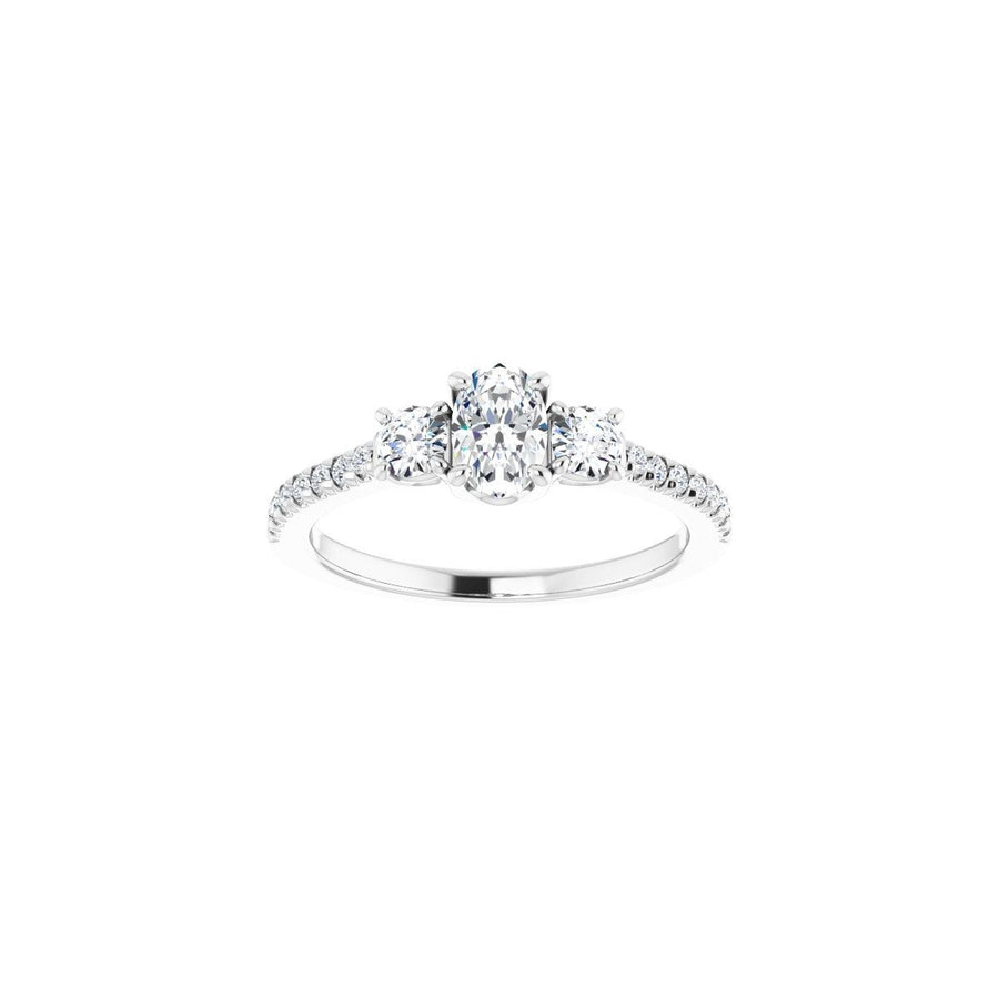 Oval Accented Three-Stone Engagement Ring Semi-Mount - gallery - Series 123960