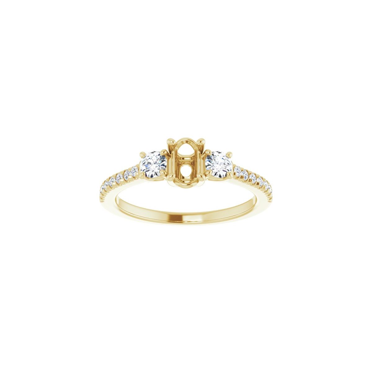 Oval Accented Three-Stone Engagement Ring Semi-Mount - gallery - Series 123960