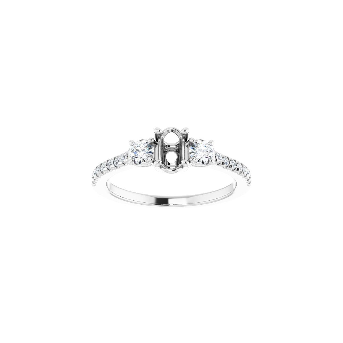 Oval Accented Three-Stone Engagement Ring Semi-Mount - gallery - Series 123960