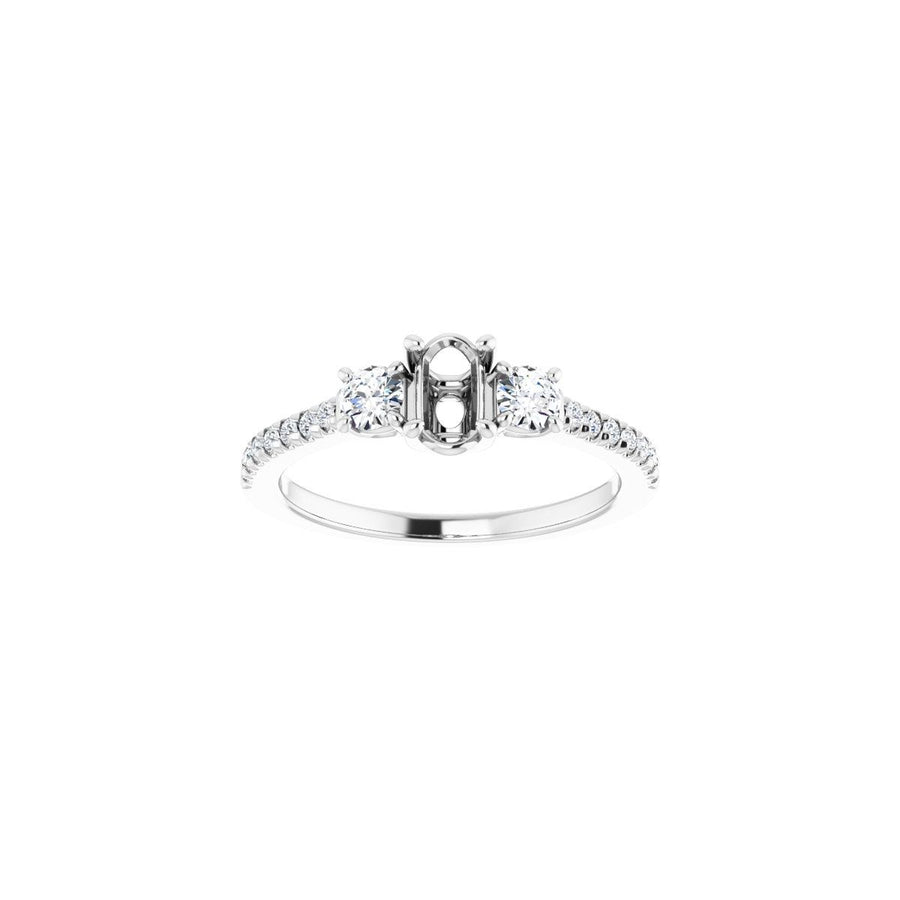 Oval Accented Three-Stone Engagement Ring Semi-Mount - gallery - Series 123960