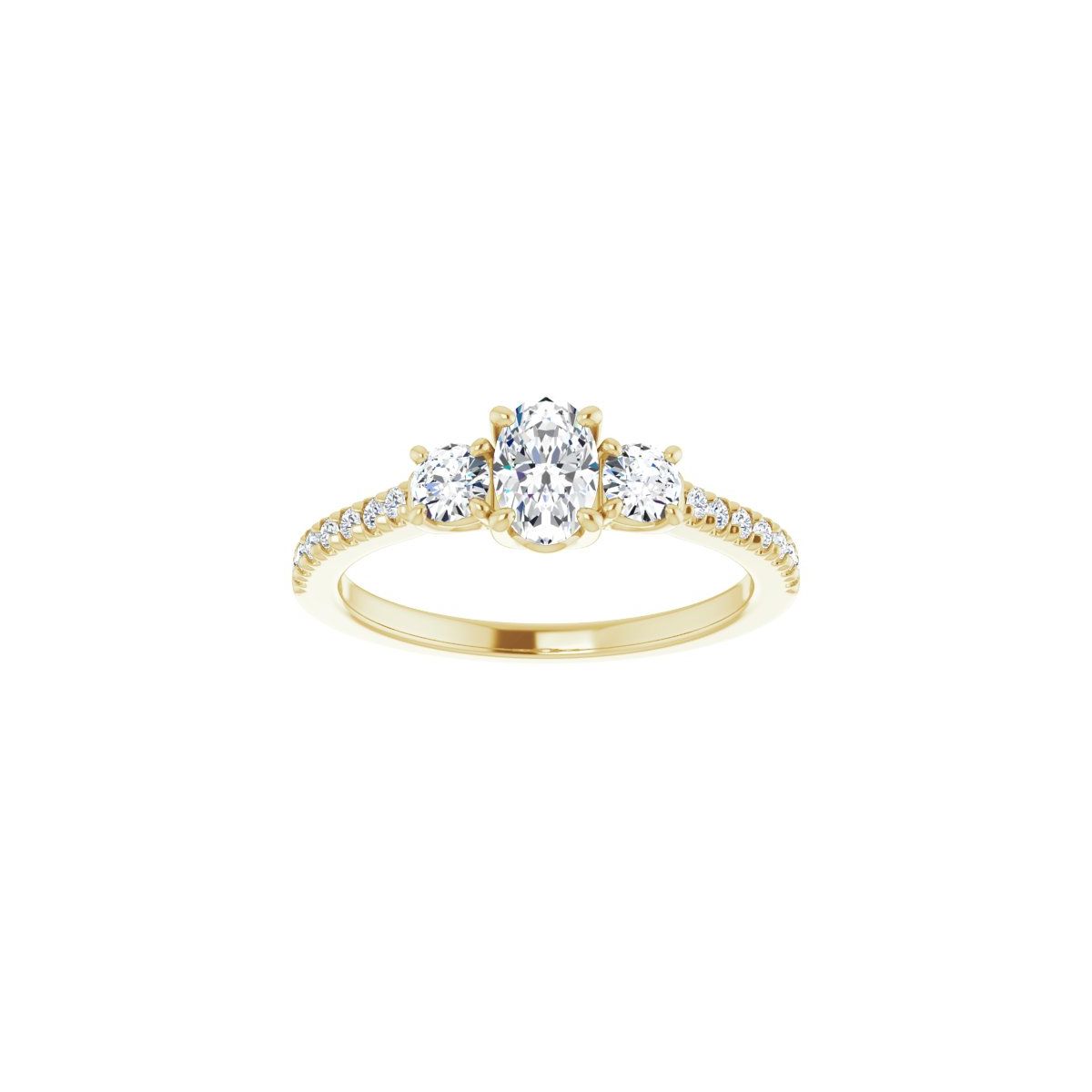 Oval Accented Three-Stone Engagement Ring Semi-Mount - gallery - Series 123960