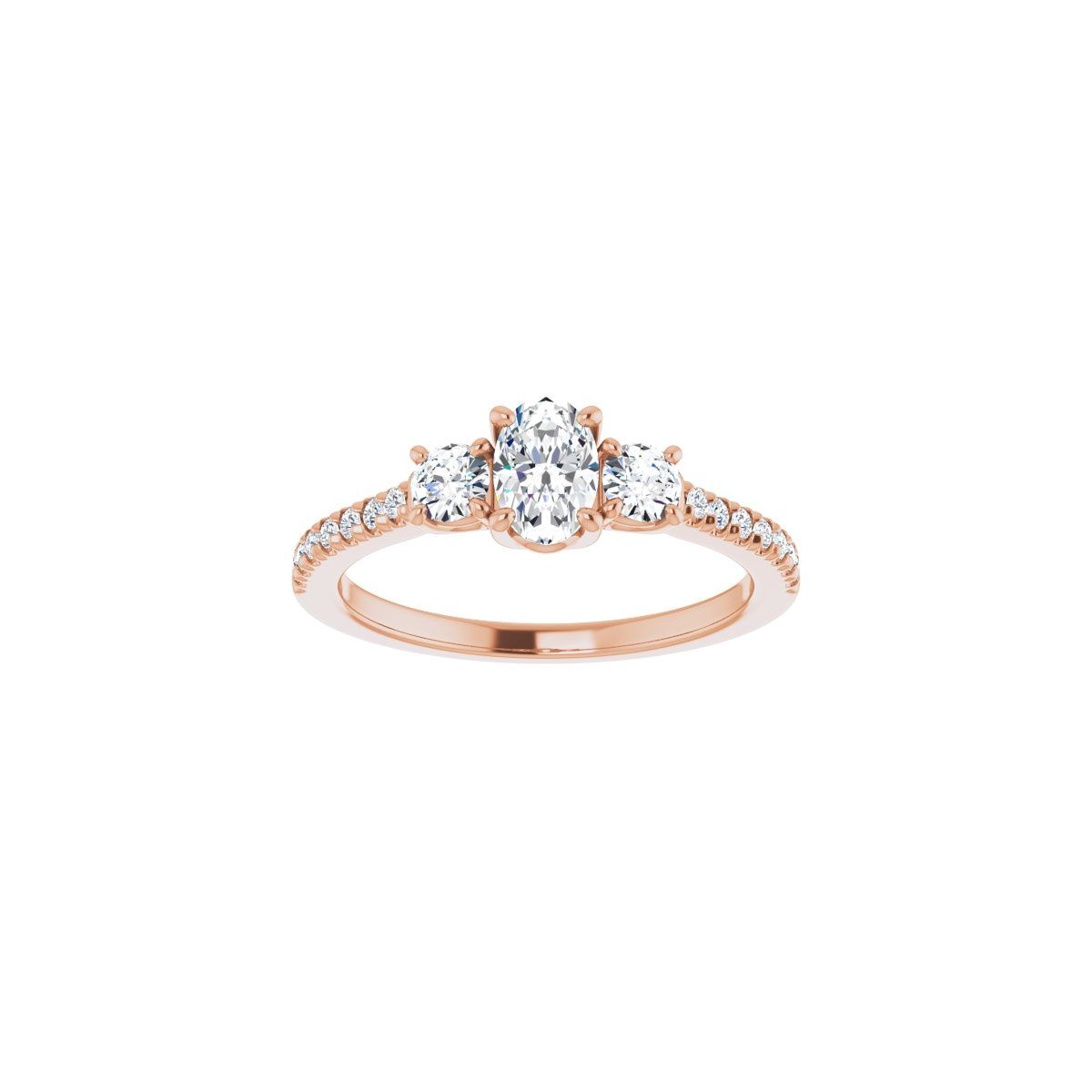 Oval Accented Three-Stone Engagement Ring Semi-Mount - gallery - Series 123960