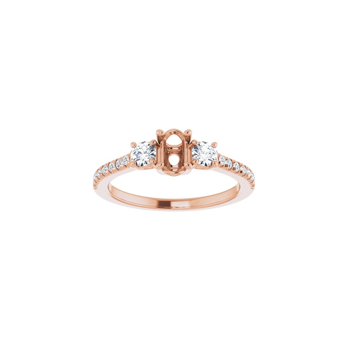 Oval Accented Three-Stone Engagement Ring Semi-Mount - gallery - Series 123960